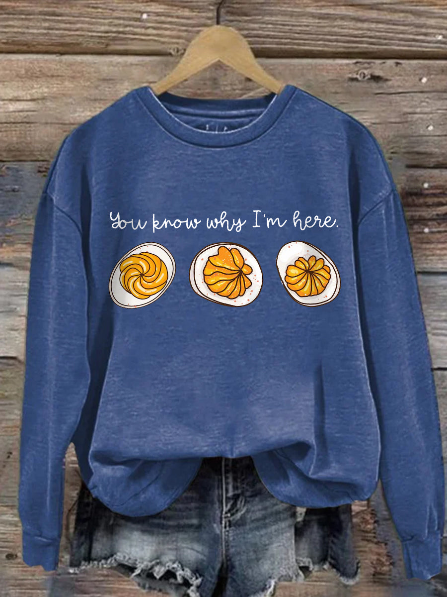 Lalaine Feast Mode gray relaxed-fit sweatshirt with festive Thanksgiving graphic print