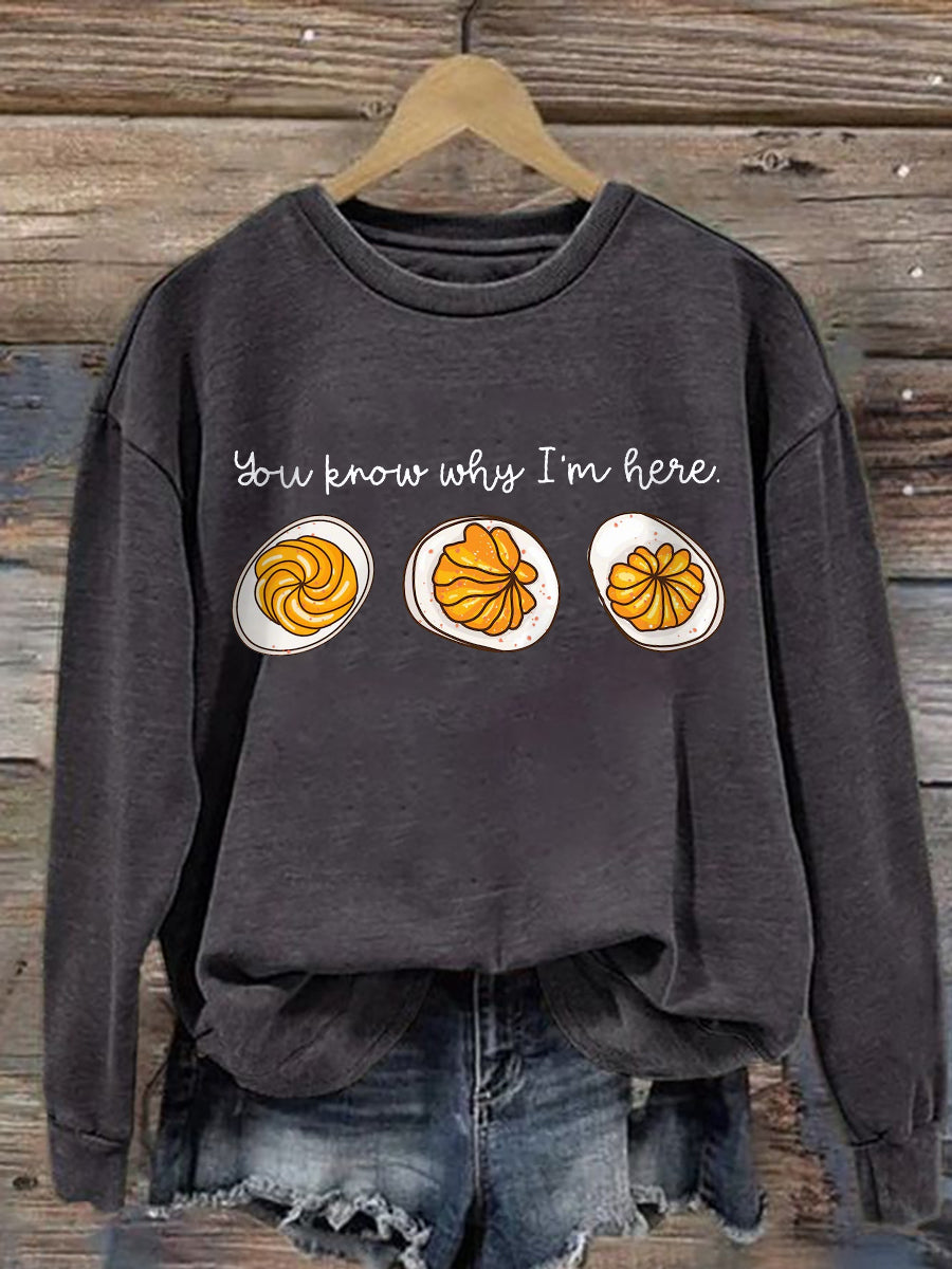 Lalaine Feast Mode gray relaxed-fit sweatshirt with festive Thanksgiving graphic print
