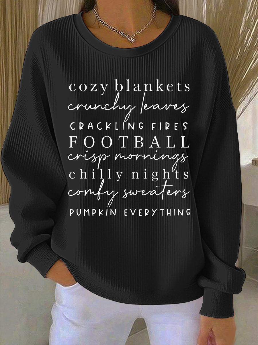 Marigold cozy season relaxed-fit sweatshirt with warm autumn-inspired graphic design