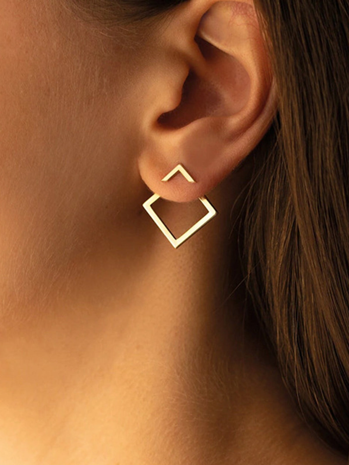 Square Geometric Stud Earrings - Wavlynn