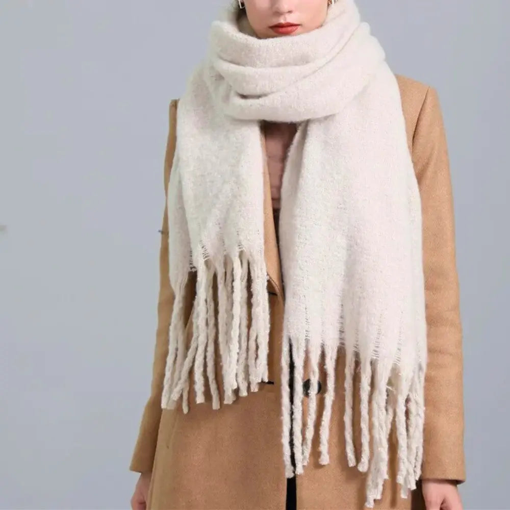 Tatiana warm tassel scarf cozy lightweight wrap 87x20-inch versatile winter accessory