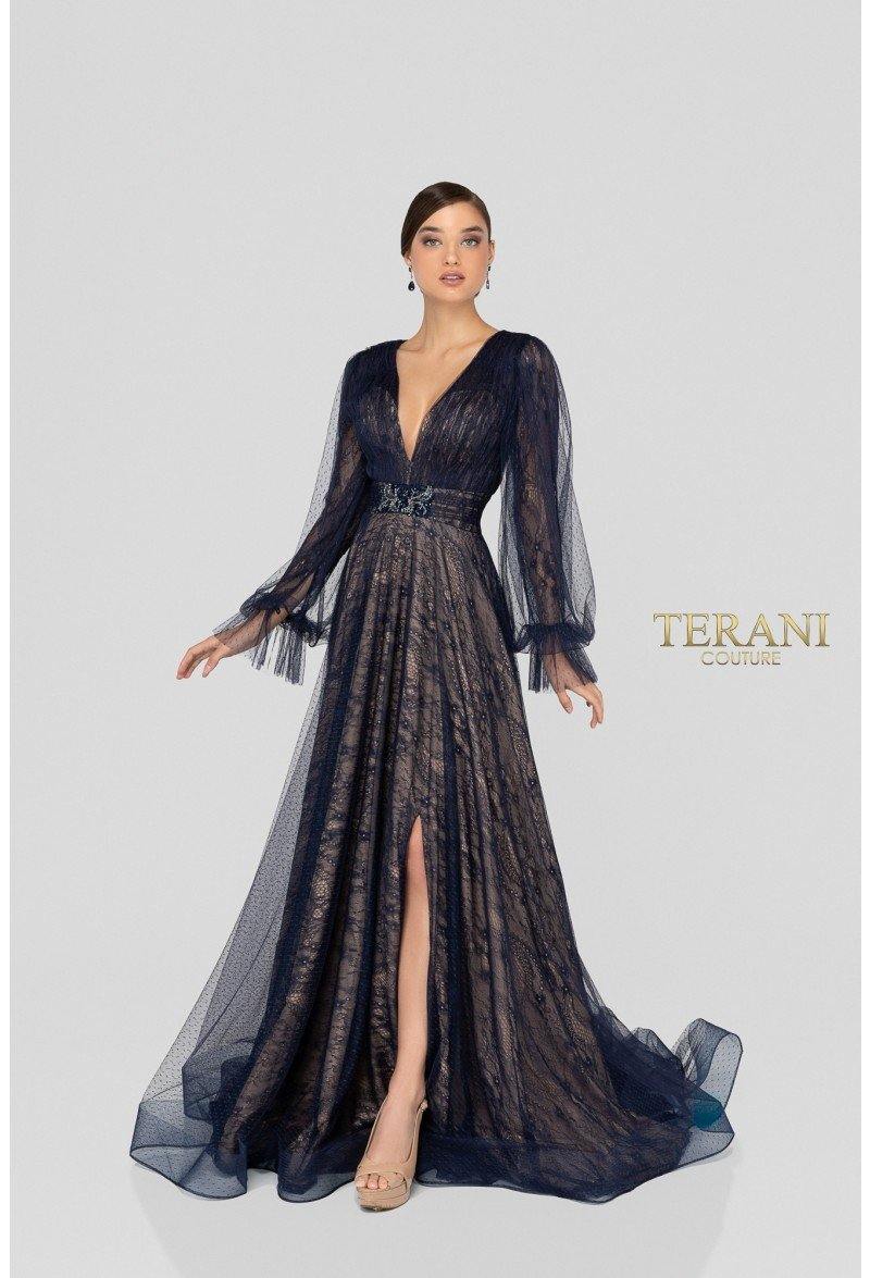 Terani Couture 1913M9414 Long V-Neck Formal Dress Sale - Wavlynn