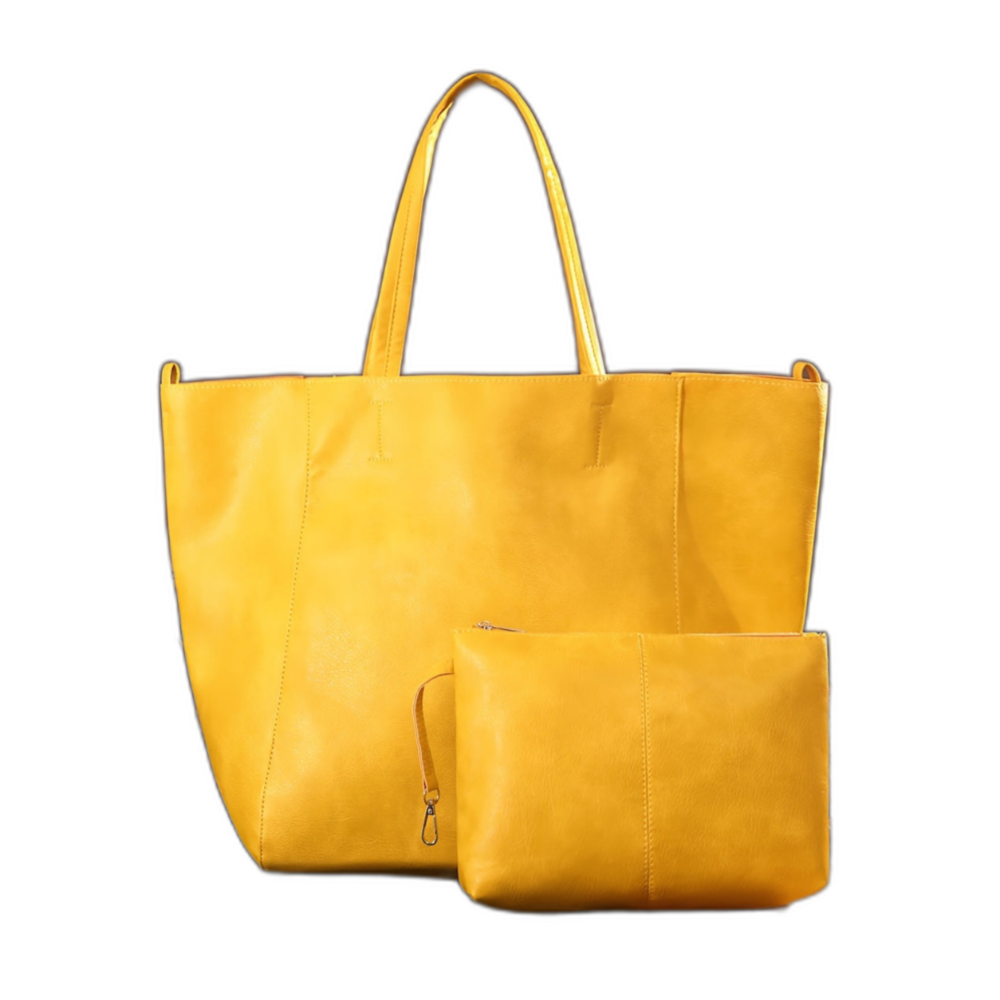 Wavlynn Heather vegan leather tote bag in neutral tone with detachable pouch and spacious all-season design