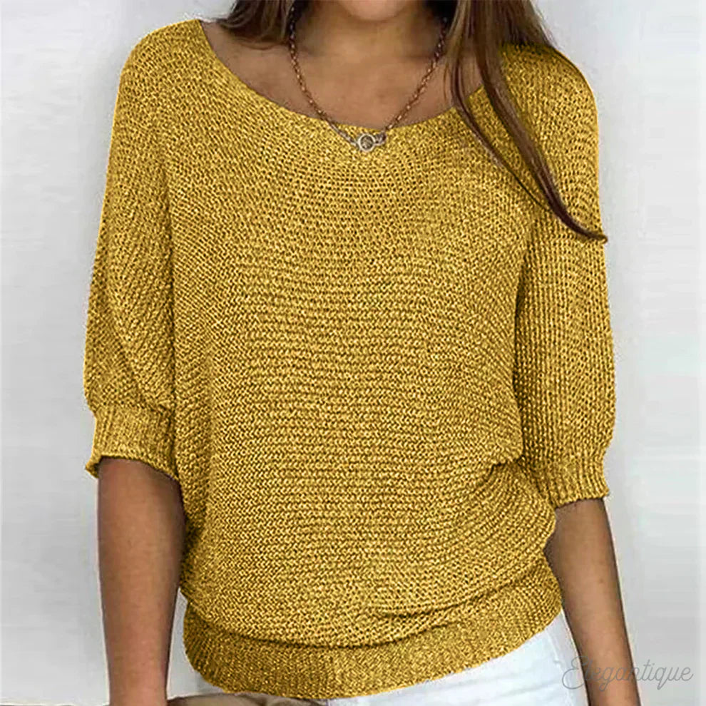 Scarlett elegant all-season women's sweater in neutral tone with flattering silhouette and premium soft fabric