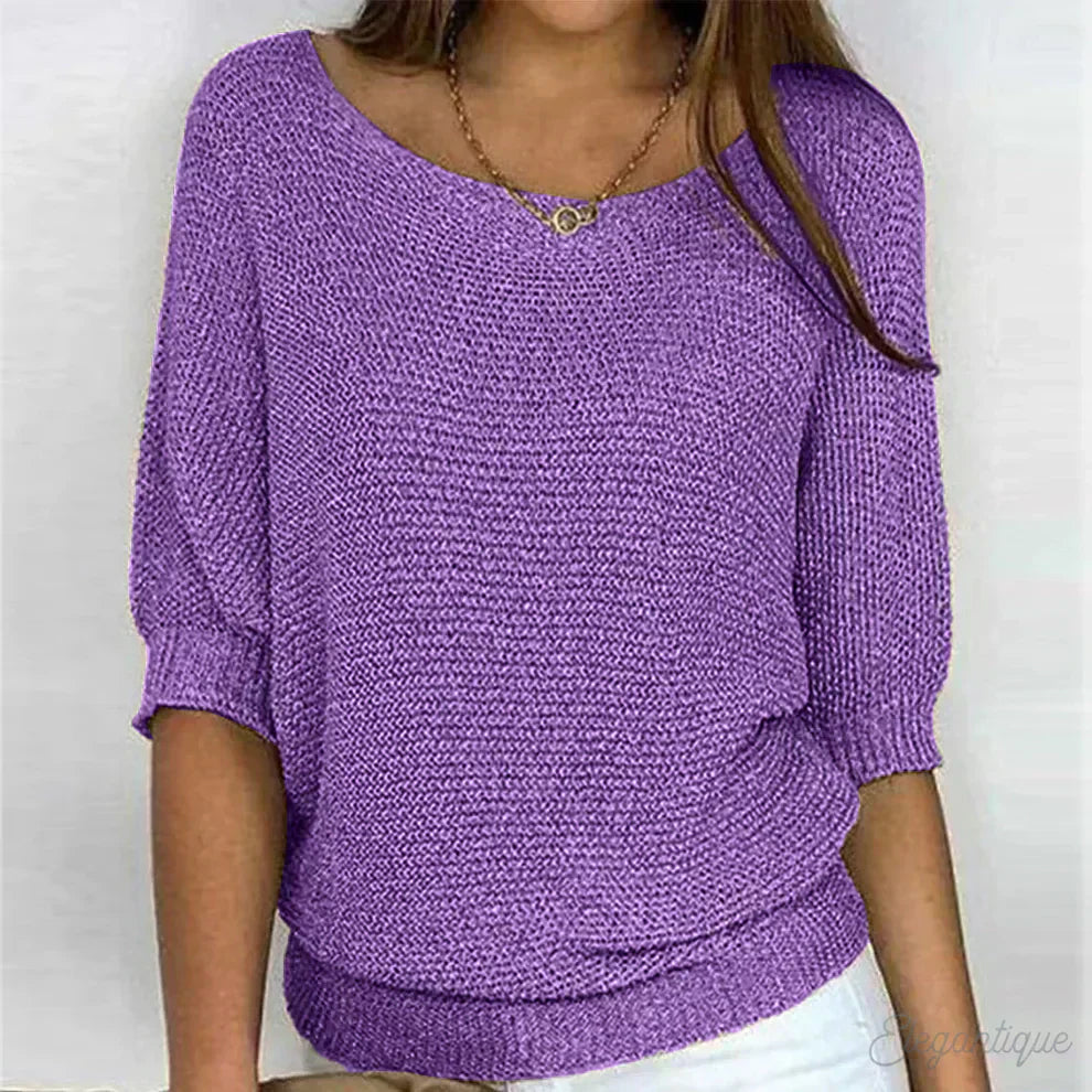 Scarlett elegant all-season women's sweater in soft neutral tones with flattering slim silhouette