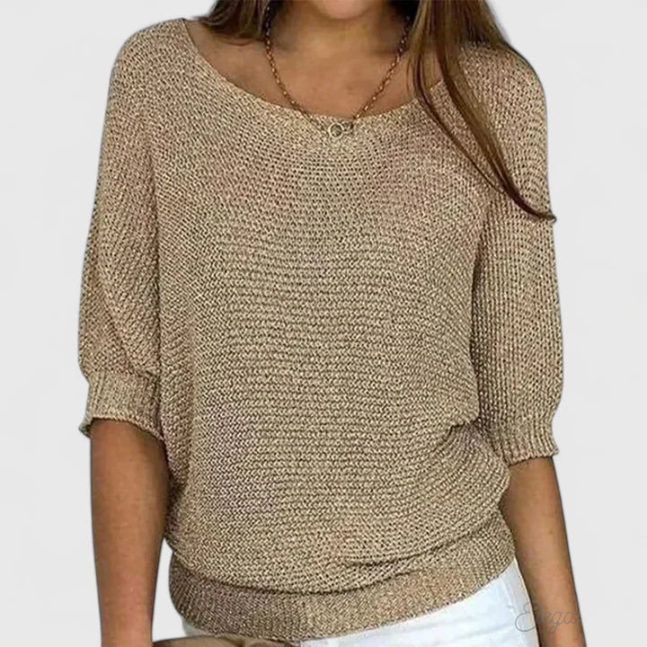 Claire soft relaxed-fit sweater in neutral tone with breathable fabric and flattering everyday silhouette