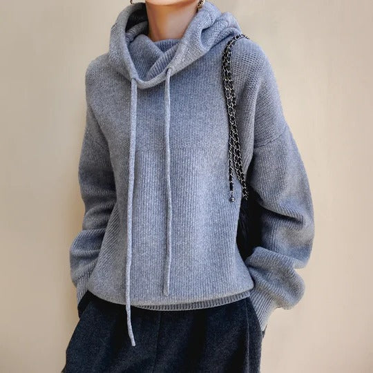 Women's soft knit turtleneck sweater in cozy fit with classic high-neck collar for everyday chic style