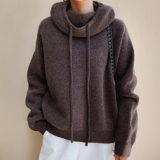 Women's soft knit turtleneck sweater in cozy fit with classic ribbed collar for everyday chic style