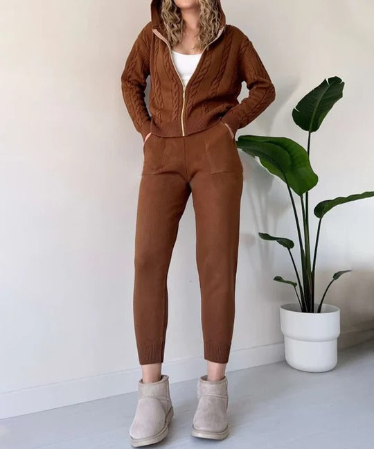 Two-piece coordinated winter set cozy matching top and bottom outfit for cold weather styling