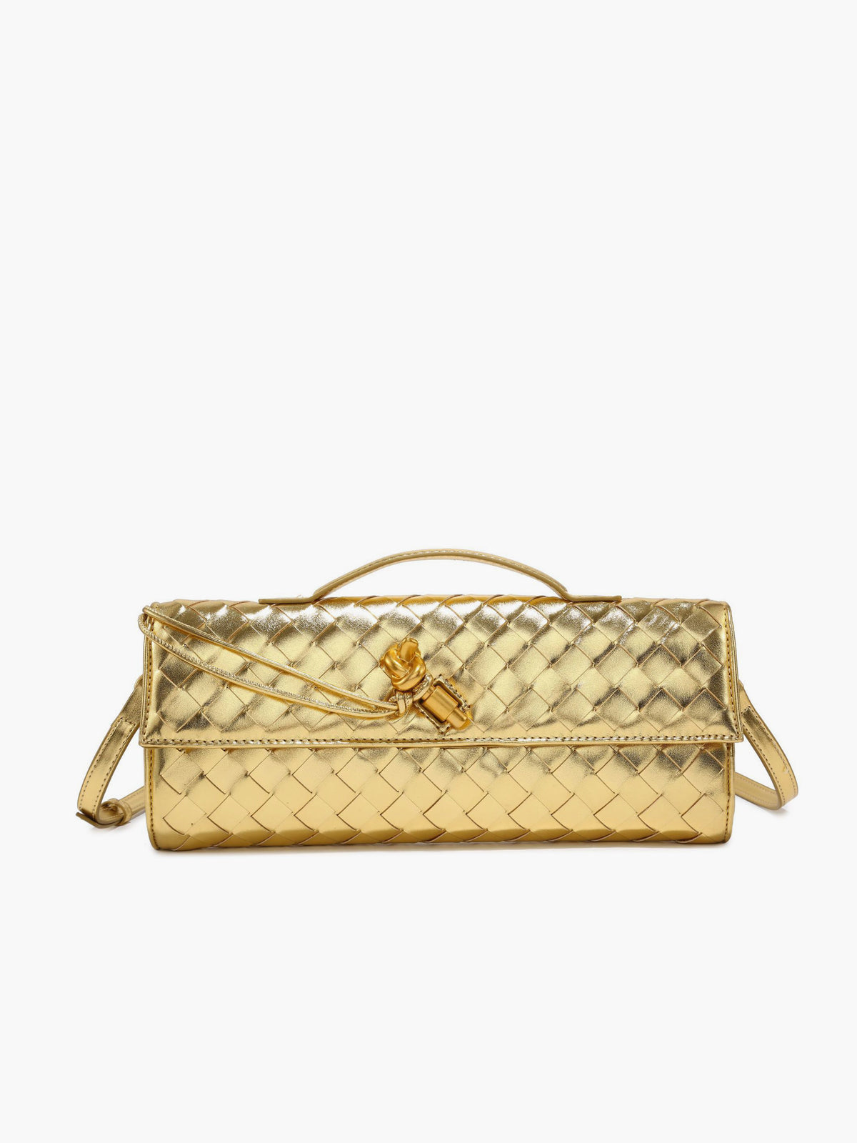 Wavlynn woven flap clutch shoulder bag convertible 2-in-1 day-to-night compact design