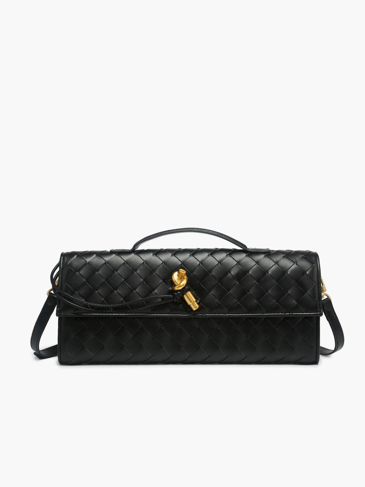 Wavlynn woven flap clutch shoulder bag convertible 2-in-1 day-to-night compact design