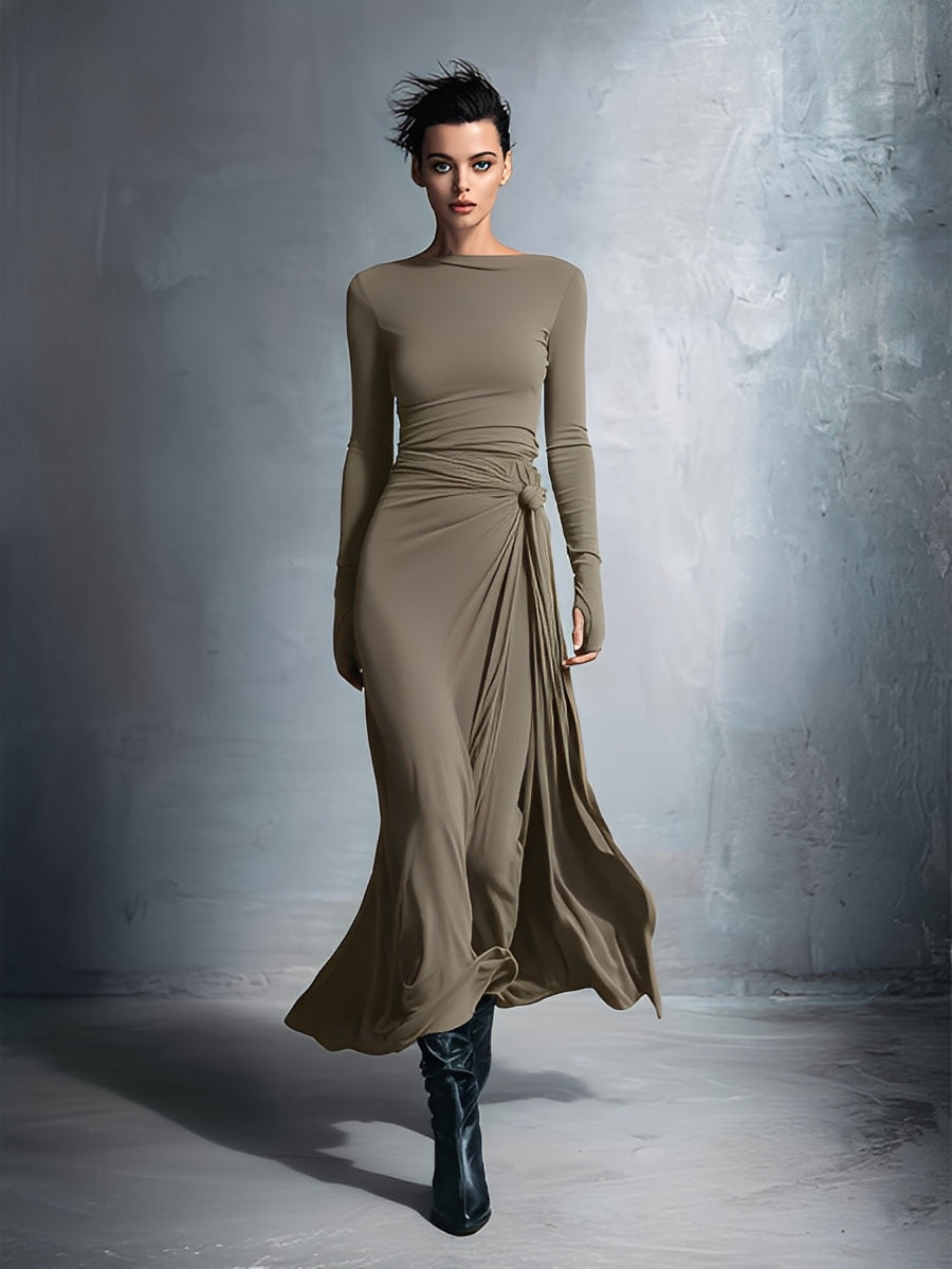 Floral wrap maxi dress with adjustable waist tie, soft feminine silhouette for effortless elegant style