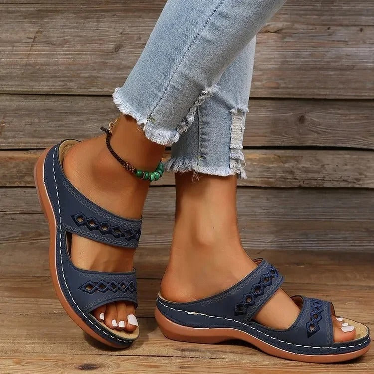 Claire women's summer sandals with adjustable hook-and-loop strap and textured rubber sole for all-day wear