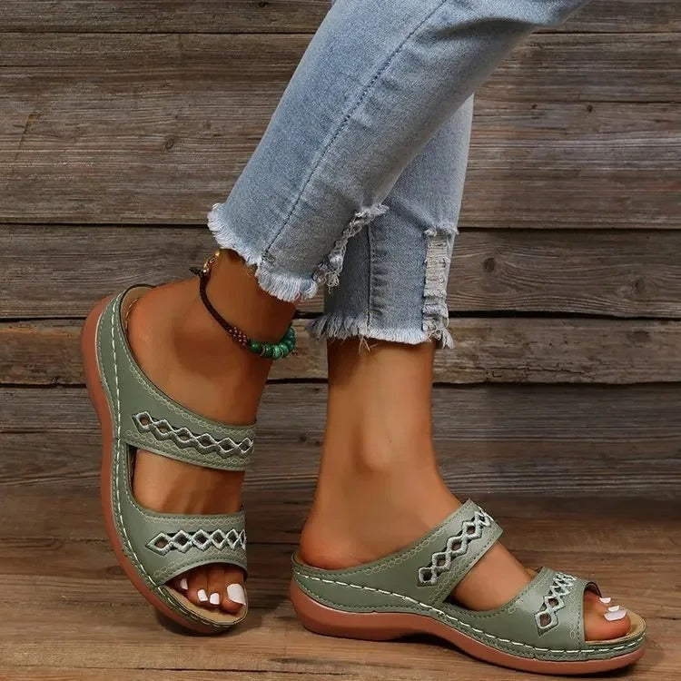 Claire women's summer sandals with adjustable hook-and-loop strap and textured rubber sole for all-day comfort