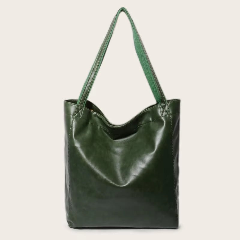 Wavlynn retro faux leather tote shoulder bag large capacity versatile everyday women's handbag