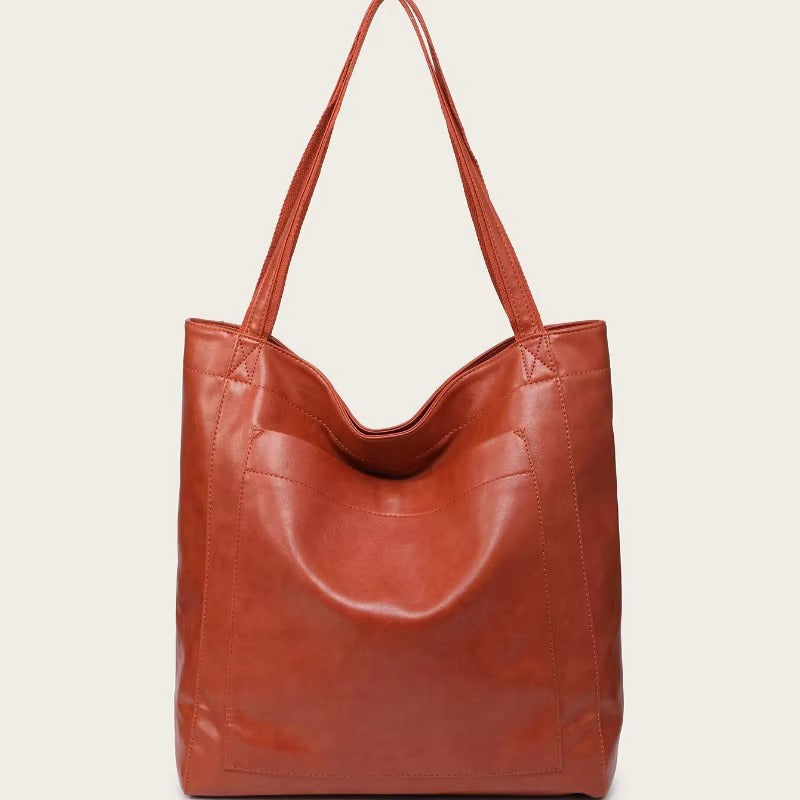 Wavlynn retro faux leather tote shoulder bag large capacity versatile everyday women's handbag