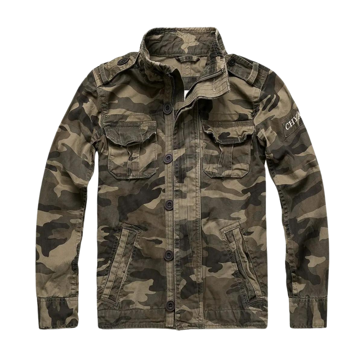 Men's blue denim jacket regular fit retro casual style with multi-pocket design by Wavlynn Theodore