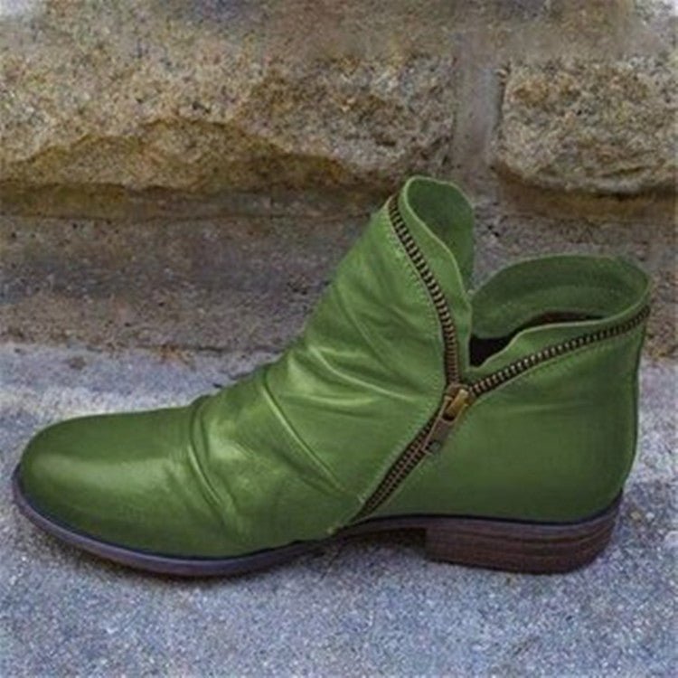 Women's brown leather ankle boots with cushioned insole, refined silhouette for fall styling