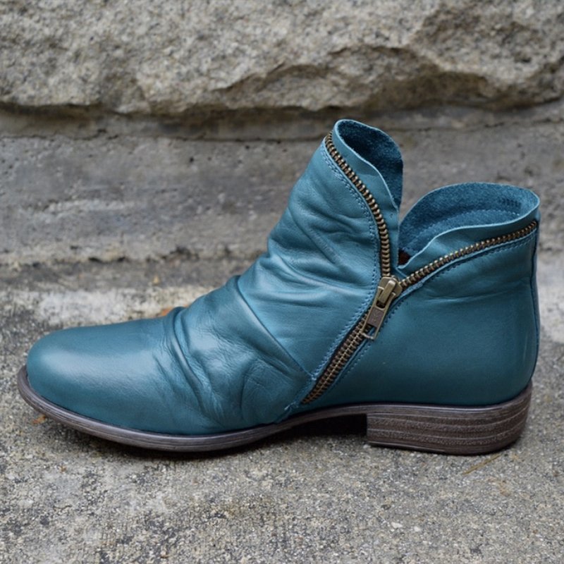 Women's brown leather ankle boots autumn style with cushioned insole and refined silhouette