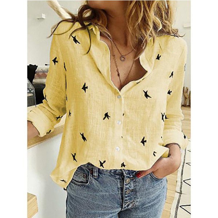 Women's linen blouse Sofia by Wavlynn, relaxed elegant cut in neutral tone for casual to office wear