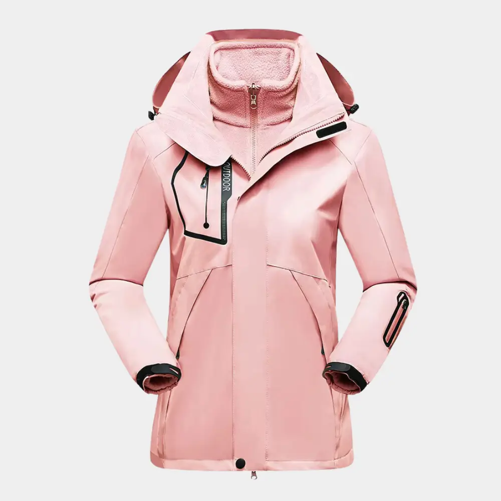 Women's 3-in-1 waterproof ski jacket with removable fleece liner, windproof winter coat for outdoor sports