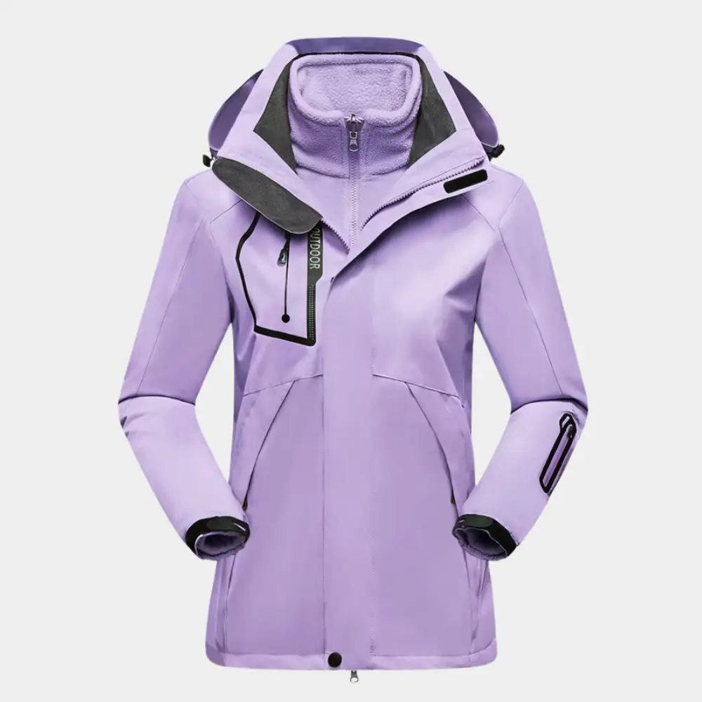 Women's 3-in-1 waterproof ski jacket with removable fleece liner, windproof winter coat for outdoor sports