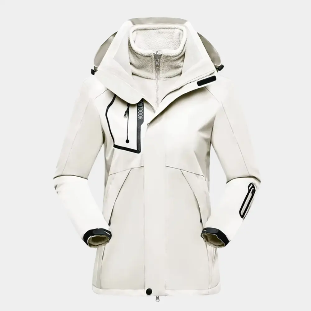 Women's 3-in-1 ski jacket with removable fleece liner, waterproof windproof winter coat for outdoor sports