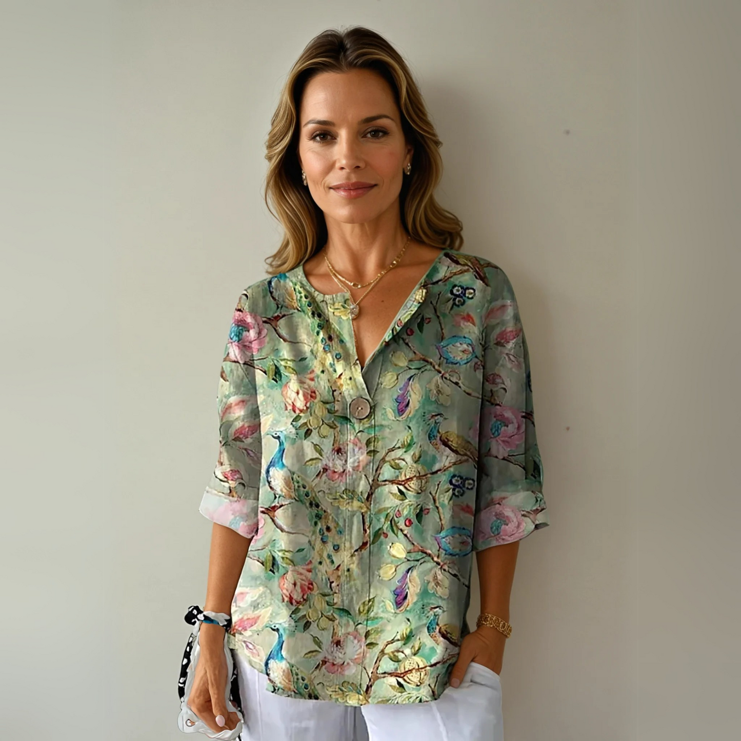 Chic floral print blouse in soft breathable fabric with feminine silhouette and elegant everyday style