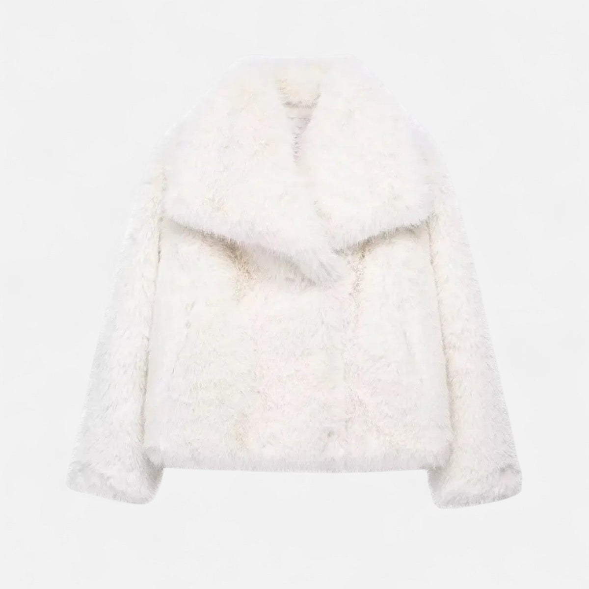 Women's cropped faux fur jacket plush texture statement collar chic warm luxury fashion