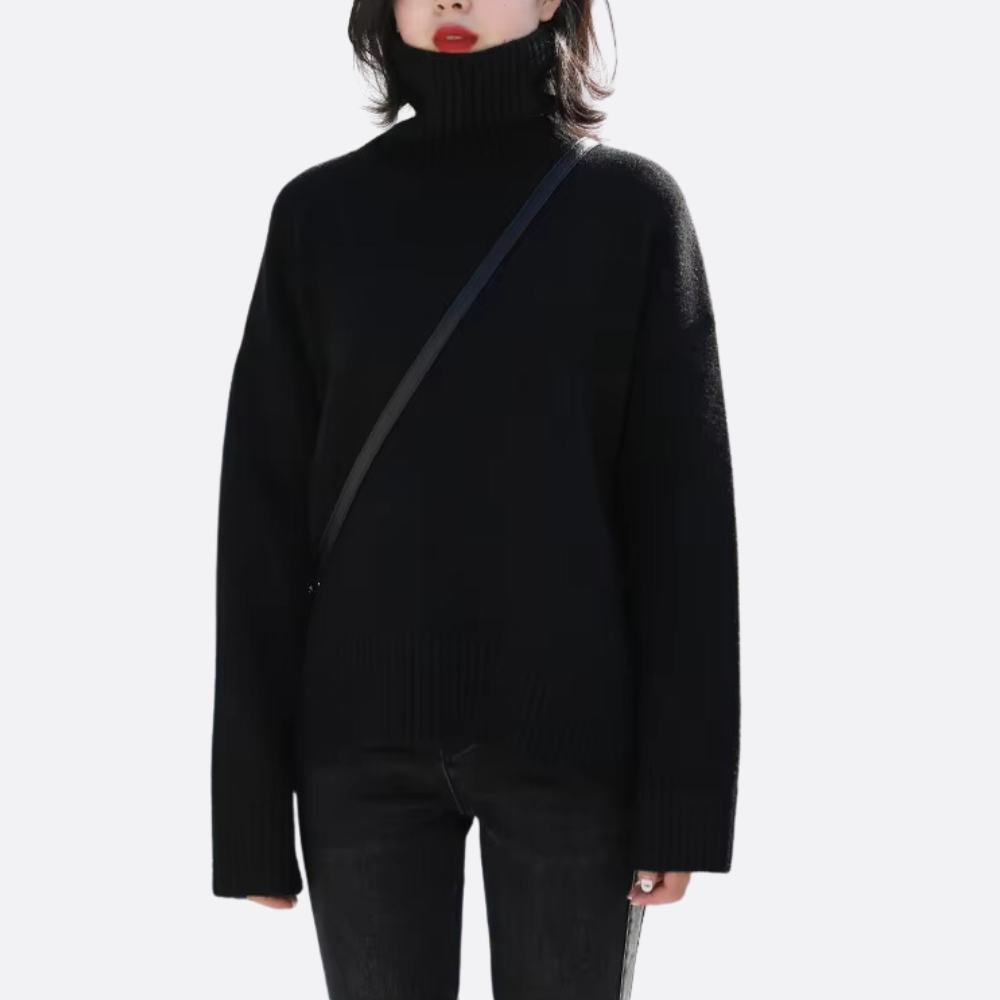 Leonie unisex turtleneck knit sweater relaxed cozy fit soft warm plush knit for autumn winter