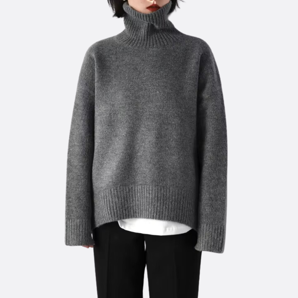 Leonie unisex turtleneck knit sweater relaxed fit soft plush warm cozy autumn winter style