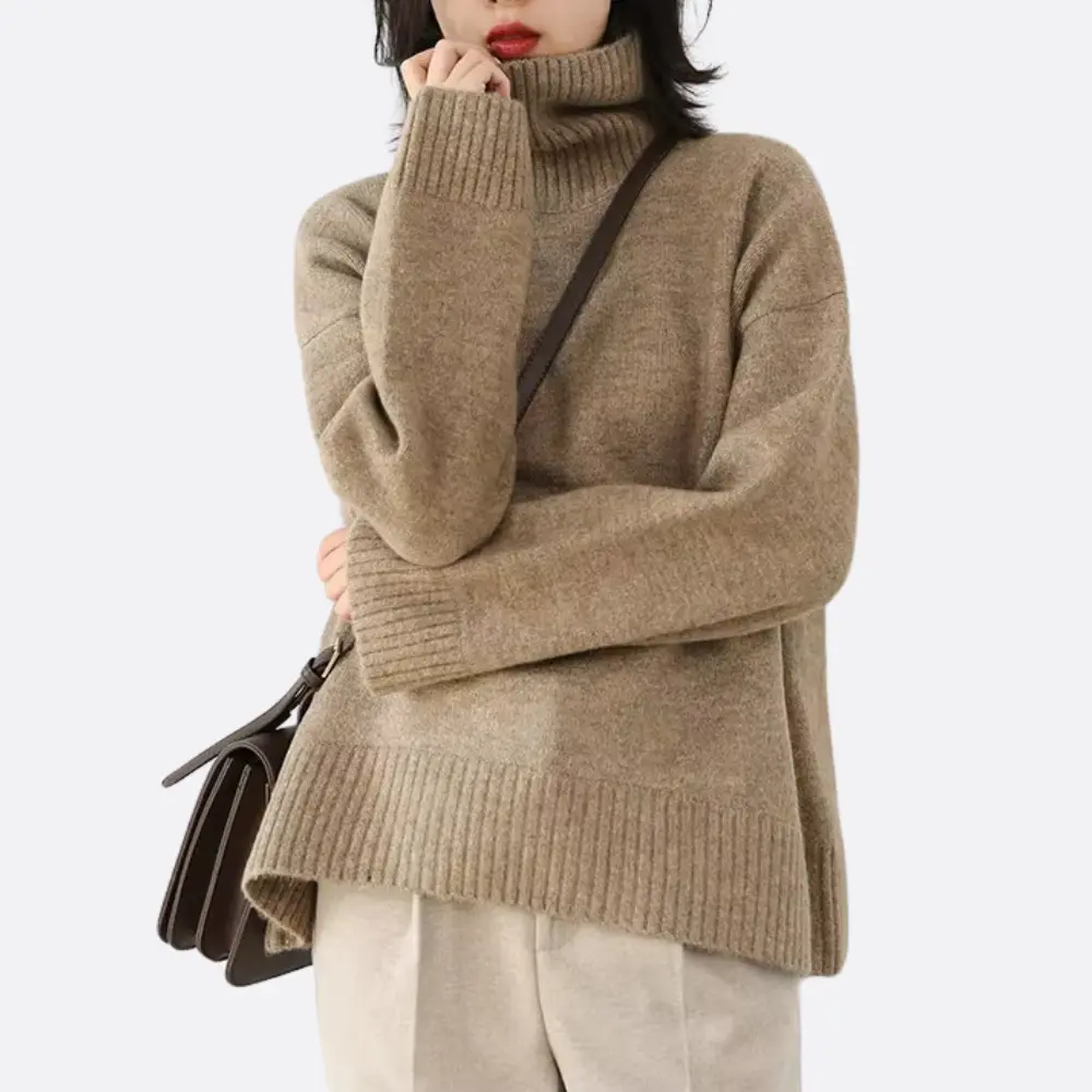 Willa loose fit turtleneck sweater in cozy soft fabric for autumn winter layering