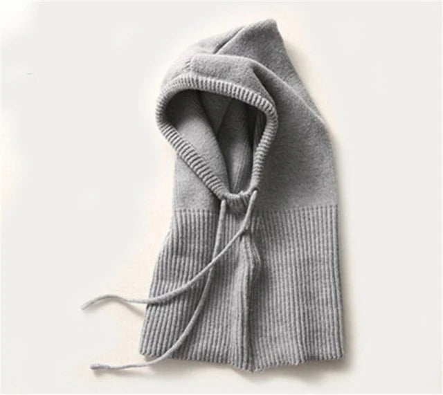 Chunky ribbed winter knitted hat with double-layer folded brim for extra ear warmth