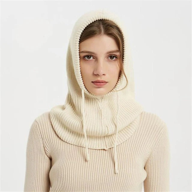 Winter knitted hat in classic style with double-layer folded brim and stretchy ribbed construction