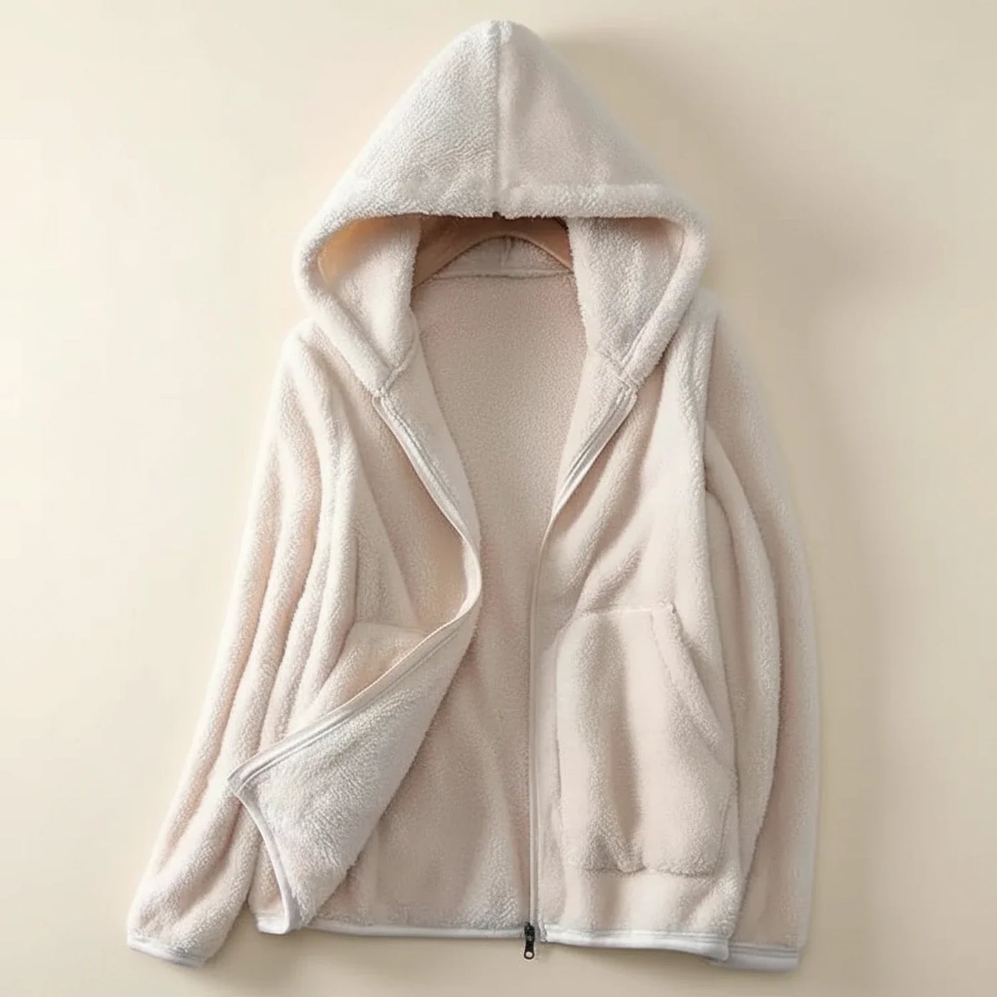 Women's relaxed fit hooded fleece zip-up jacket with patch pockets for everyday layering