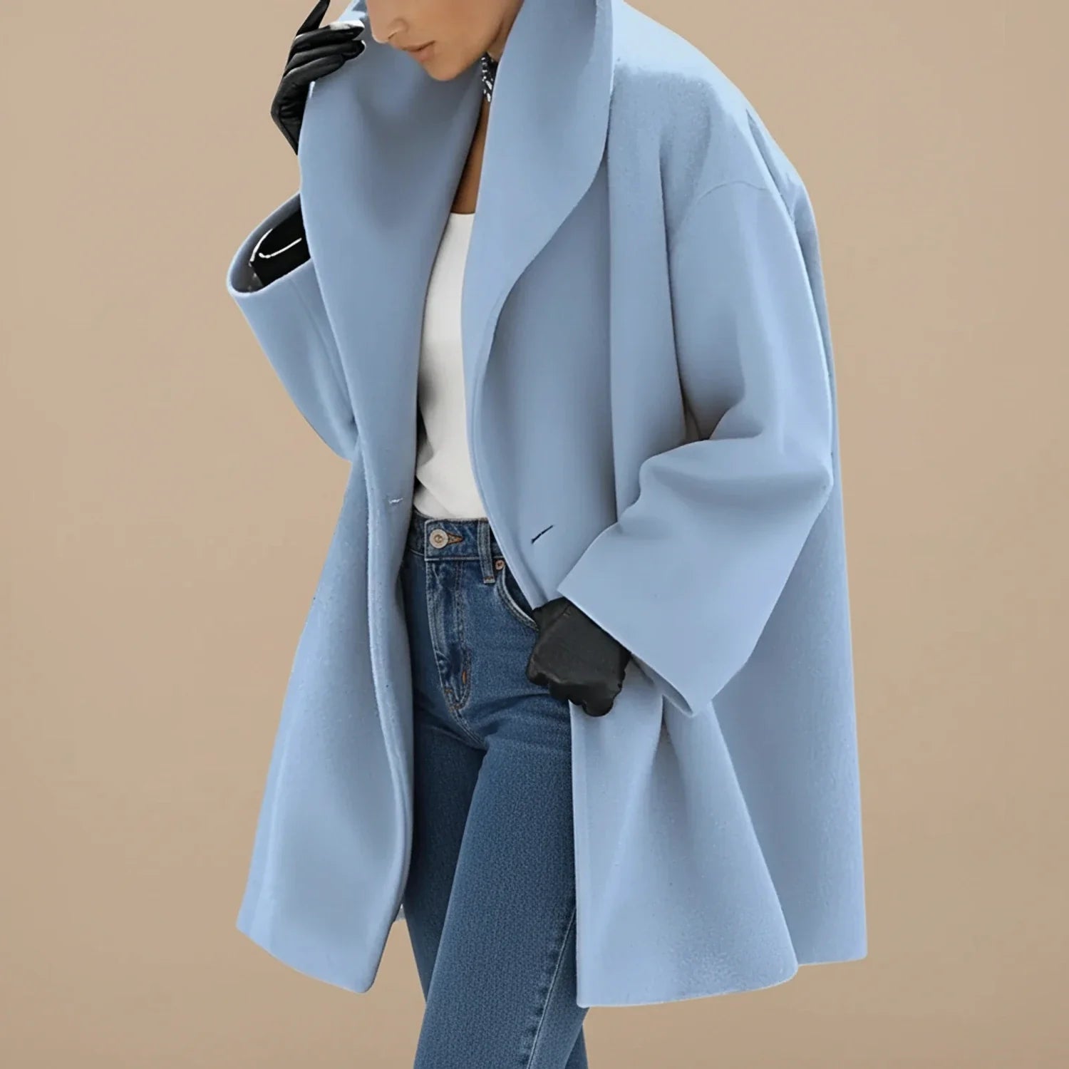 Wavlynn women's mid-length winter coat oversized swing silhouette wide collar modern style
