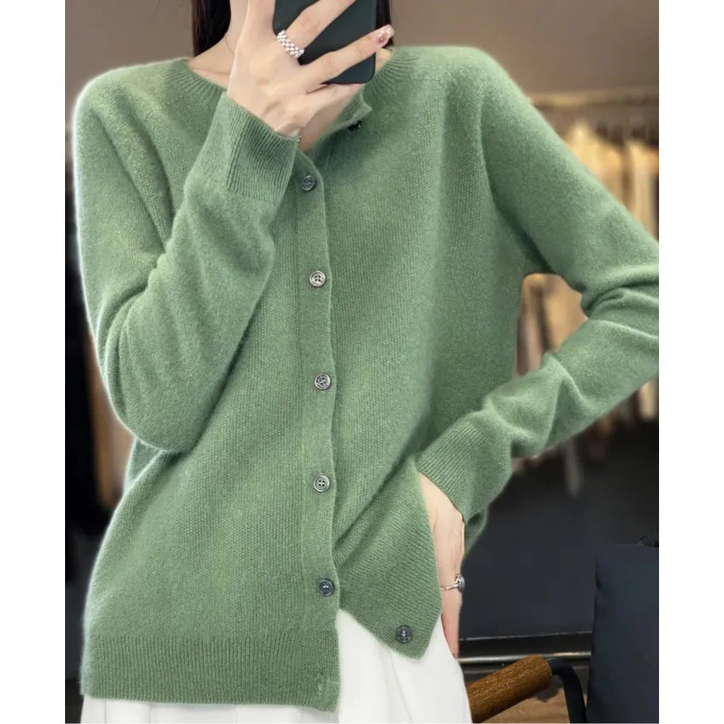 Women's cozy knit cardigan V-neck pullover with front buttons, soft warm everyday style