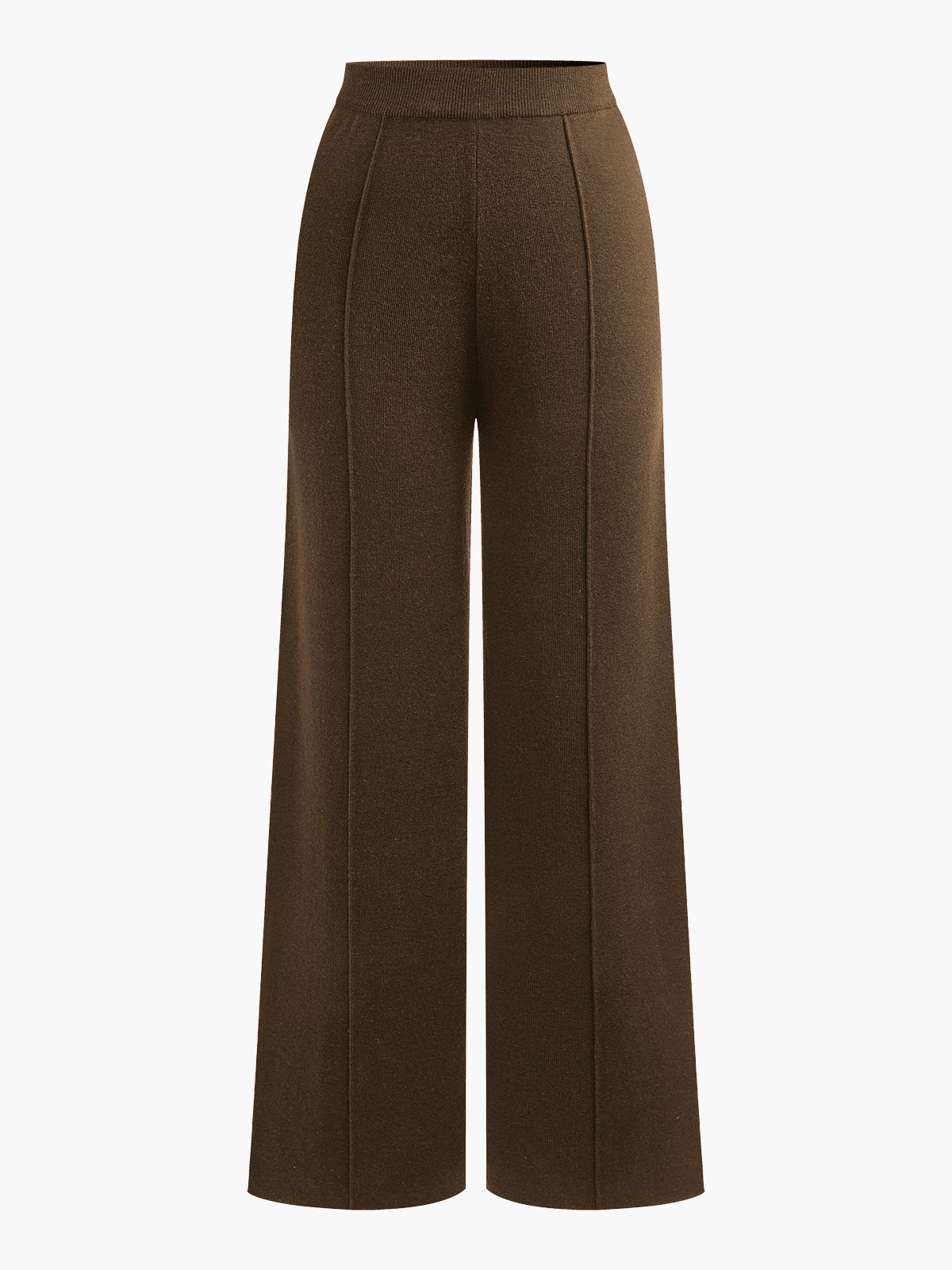Elegant high-waist skinny wool-blend pants with contrast piping detail in neutral tone