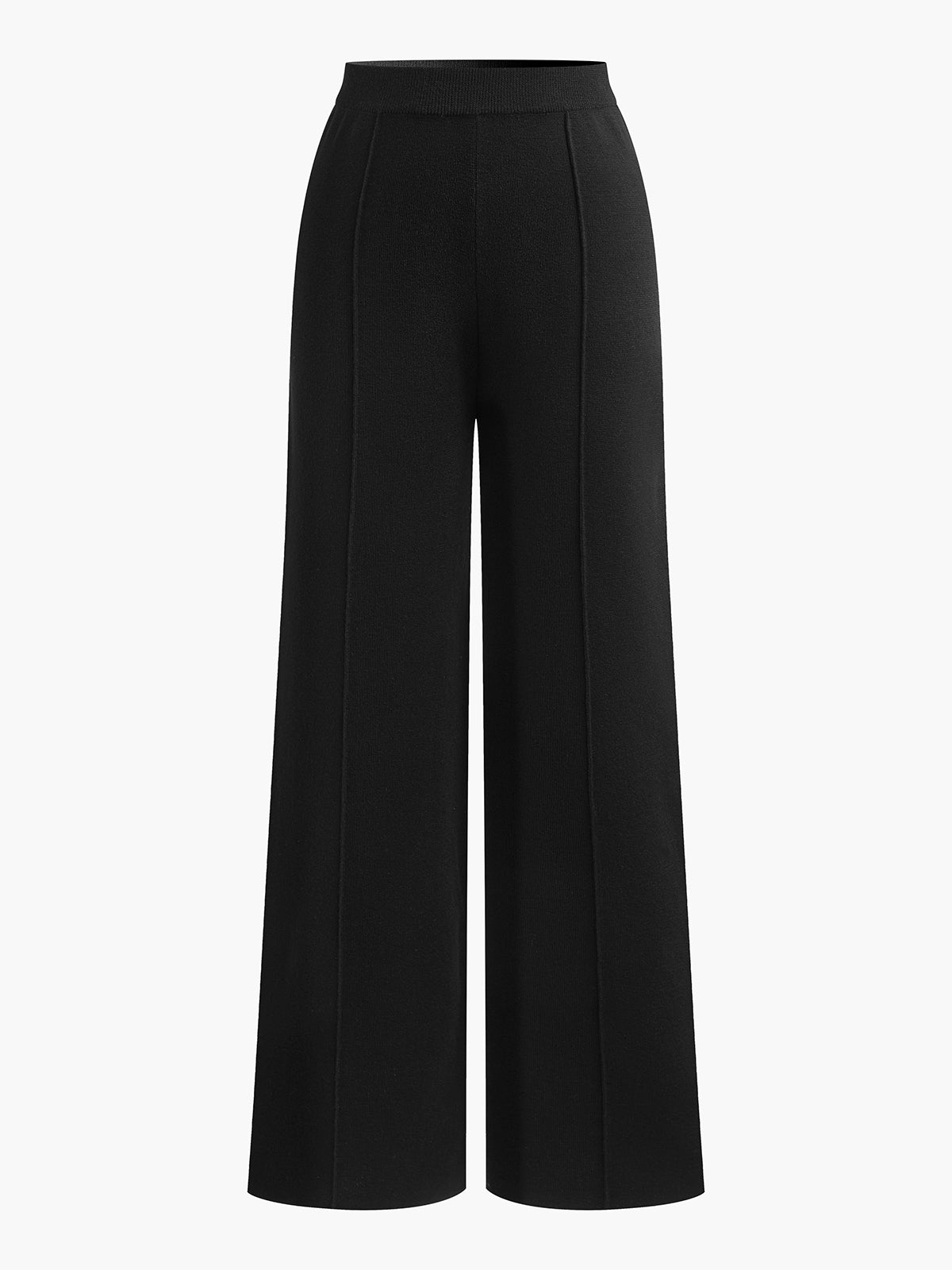 Elegant high-waist skinny wool-blend pants with contrast piping trim, warm medium stretch fit